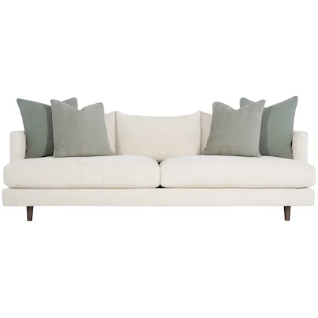 Mid-Century Modern Sofa with Down Seat Cushions and Throw Pillows