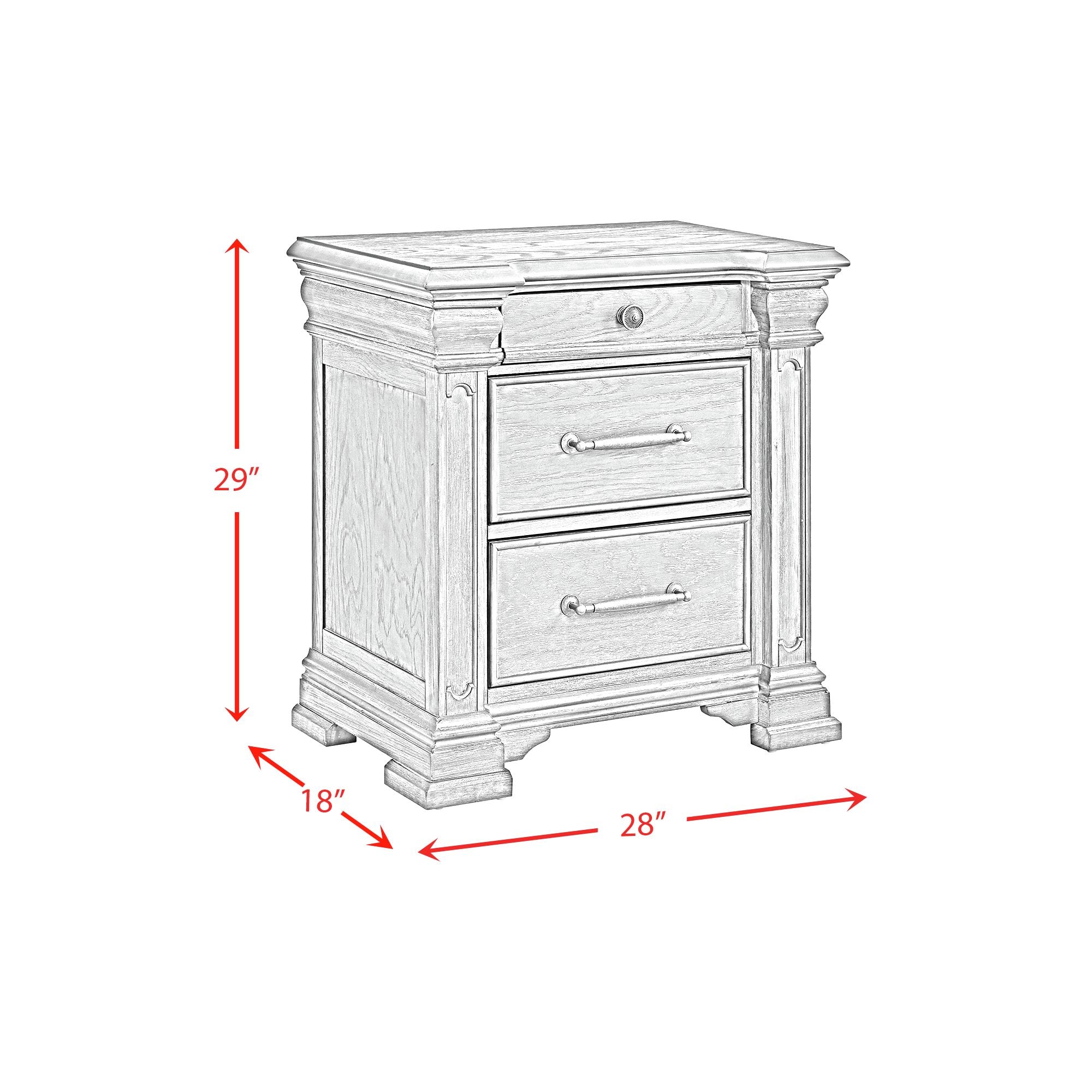 Elements International Kings Court 3-Drawer Nightstand