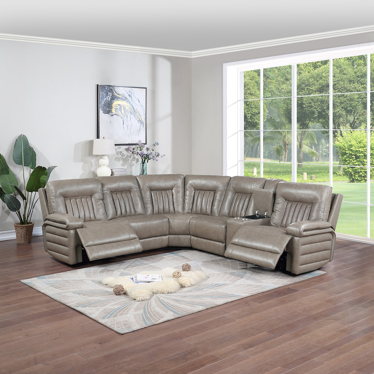 New Classic Racine Power Reclining Leather Sectional