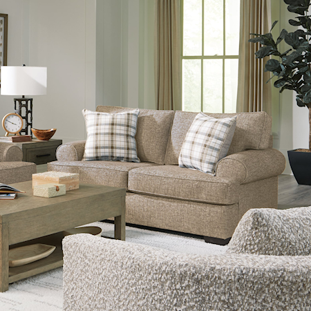 Becker Transitional Loveseat with Rolled Arms