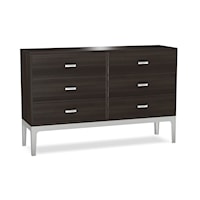 Contemporary 6-Drawer Dresser with Stainless Steel Base