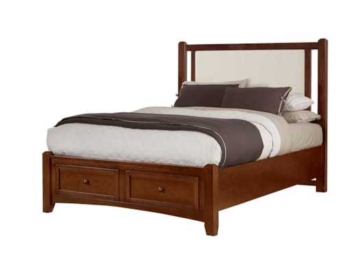 Transitional Upholstered Queen Bed with Footboard Storage