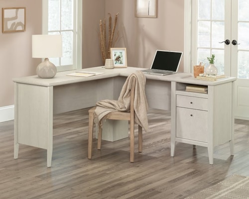 Transitional L-Shaped Desk with File Drawer