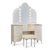 Michael Amini Hollywood Swank 3-Piece Vanity Desk with Mirror and Bench