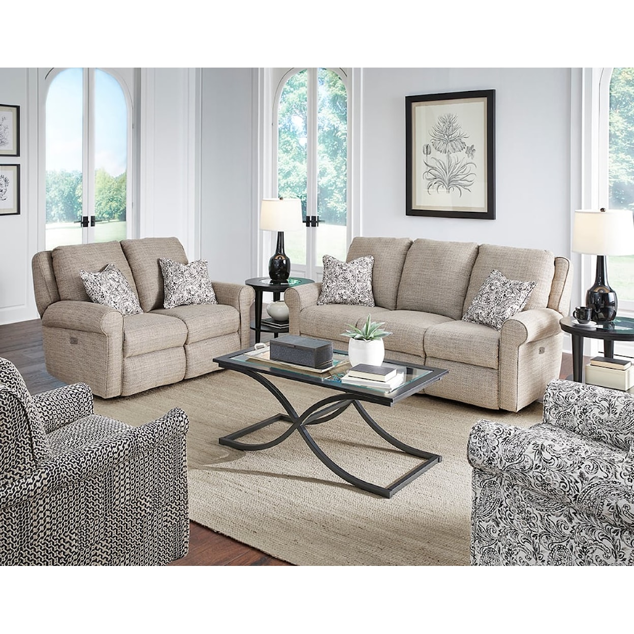 Design2Recline Key Note Double Reclining Sofa