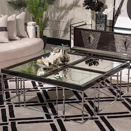 Carmela Cocktail Table in Glossy Charcoal