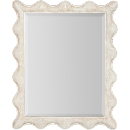 Casual Landscape Mirror with Beveled Edge and Scalloped Rectangle Shape