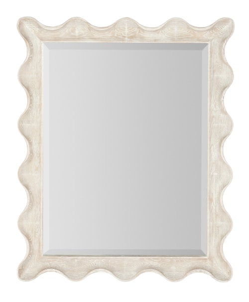 Casual Landscape Mirror with Beveled Edge and Scalloped Rectangle Shape