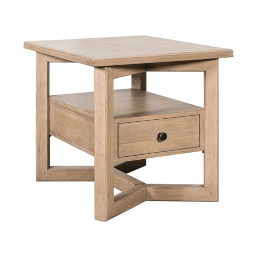 Transitional Rectangular 1-Drawer End Table