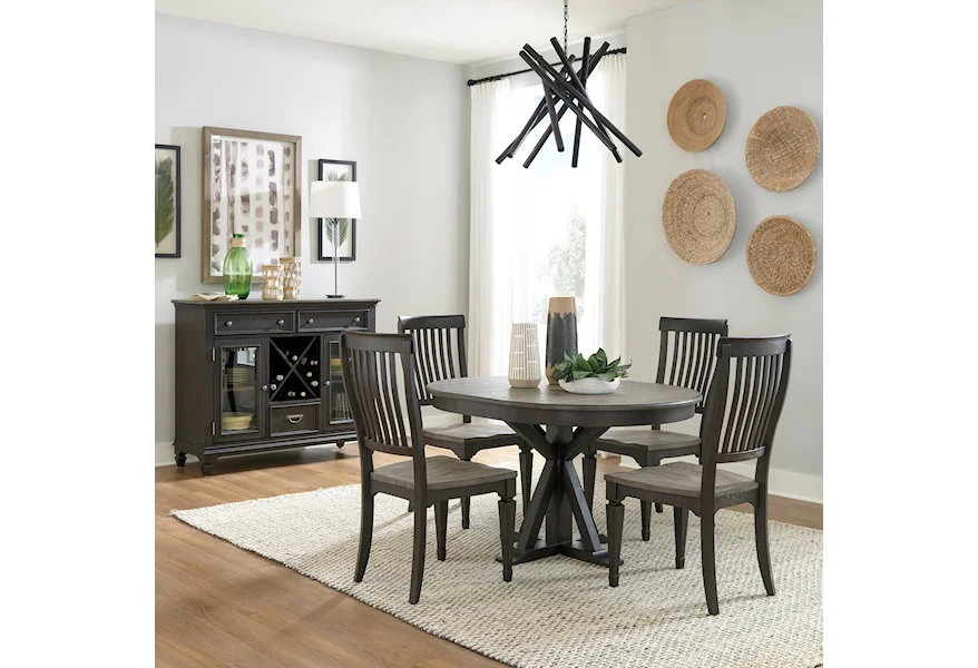 Allyson Park 5-Piece Pedestal Table Set by Liberty Furniture at Coconis Furniture & Mattress 1st