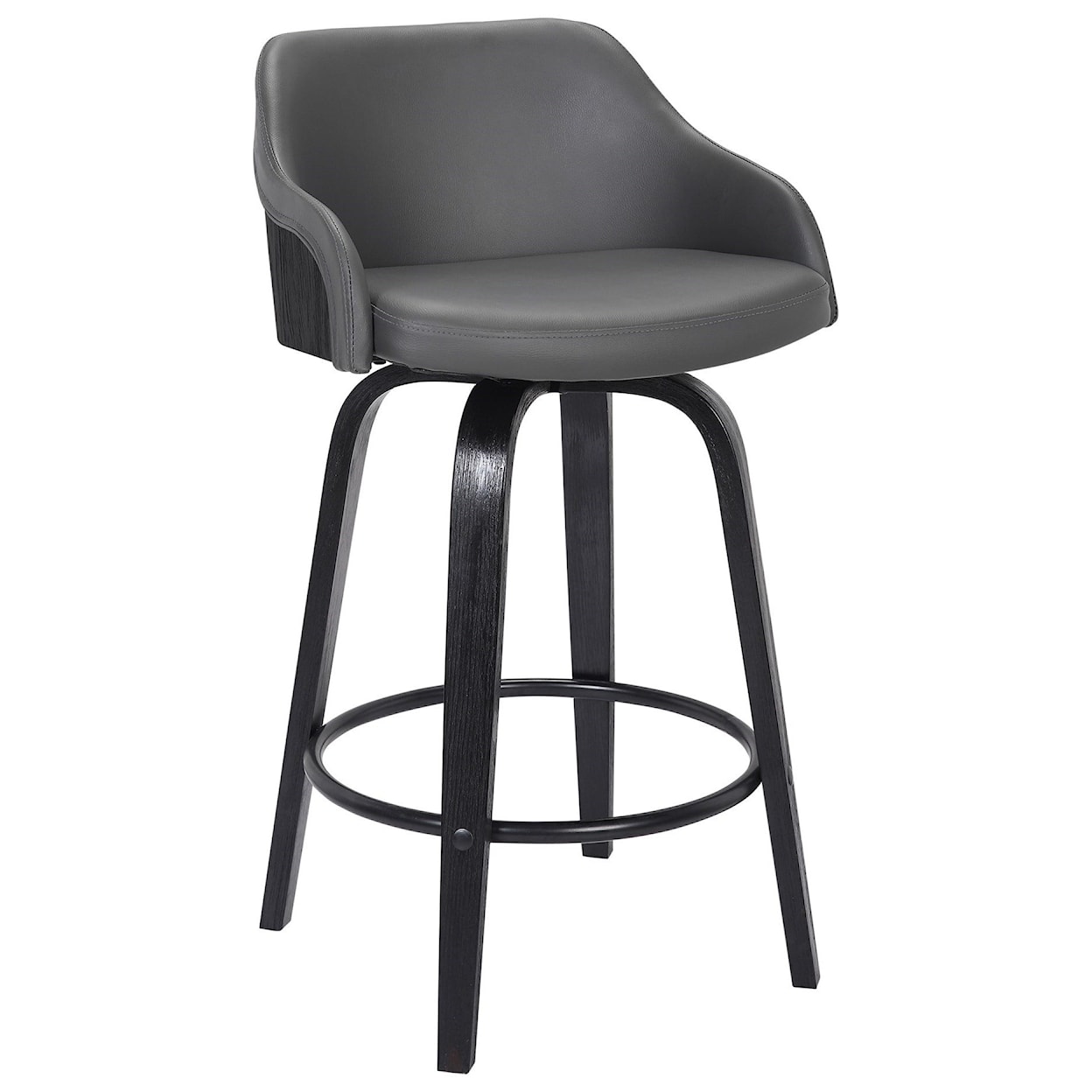 Armen Living Alec Faux Leather 26" Counter Height Swivel Stool