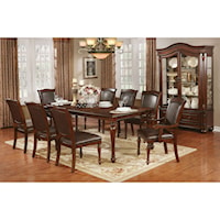 Traditional 9-Piece Dining Table Set with 18 Inch Leaf