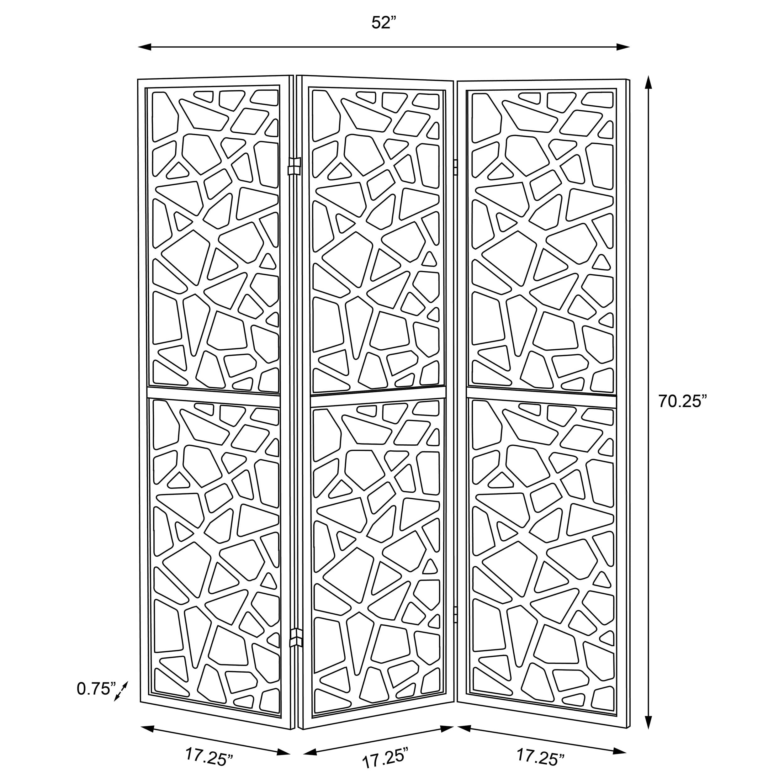 Coaster Nailan 3-Panel Room Divider Folding Screen Open