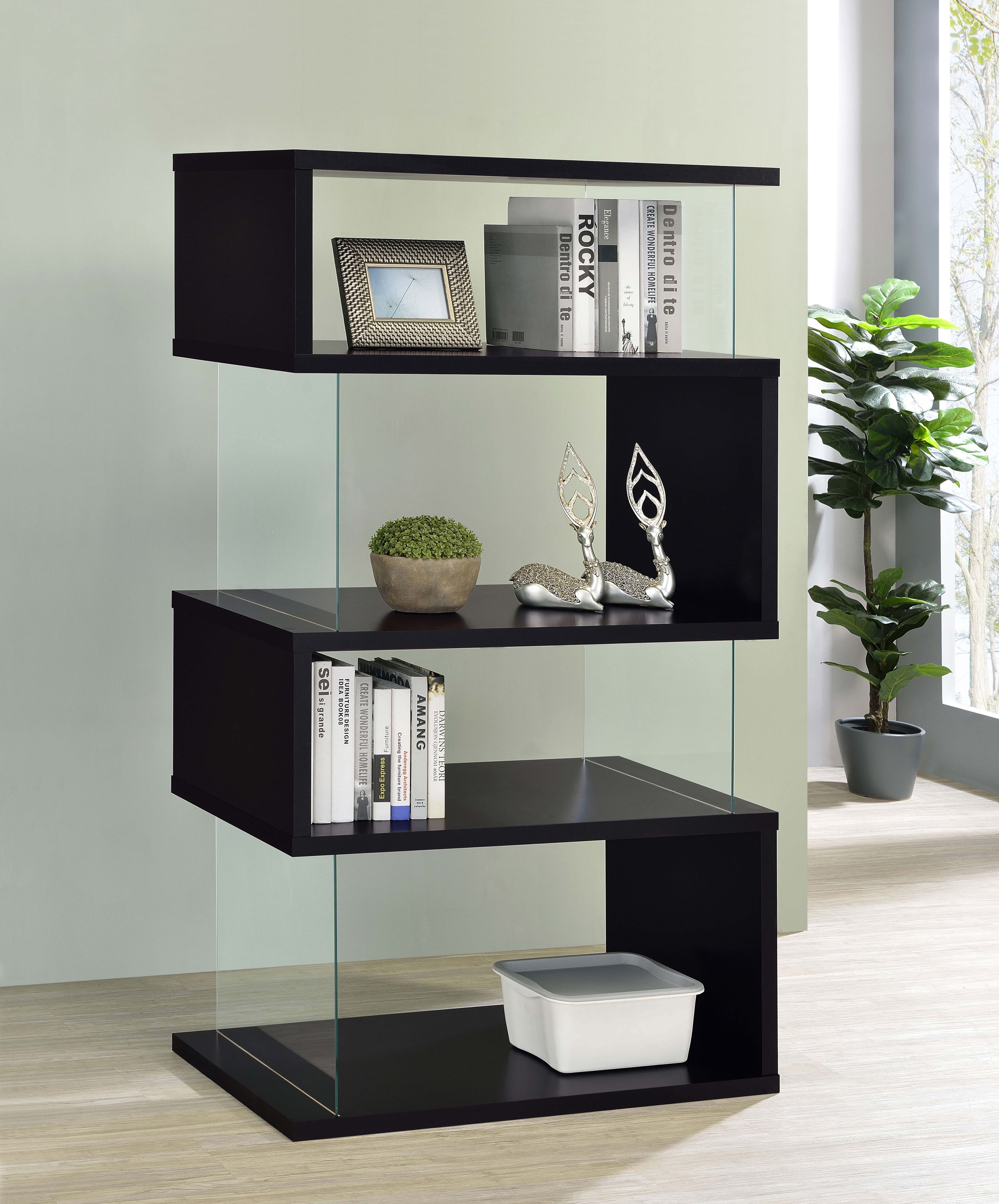 63-inch 4-shelf Glass Panel Bookshelf