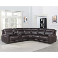 Dual-Power Leather Match 6-Piece Sectional