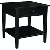 Spencer Farmhouse 1-Drawer End Table - Solid Black