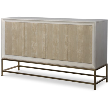 Details Leather Front Tall Credenza