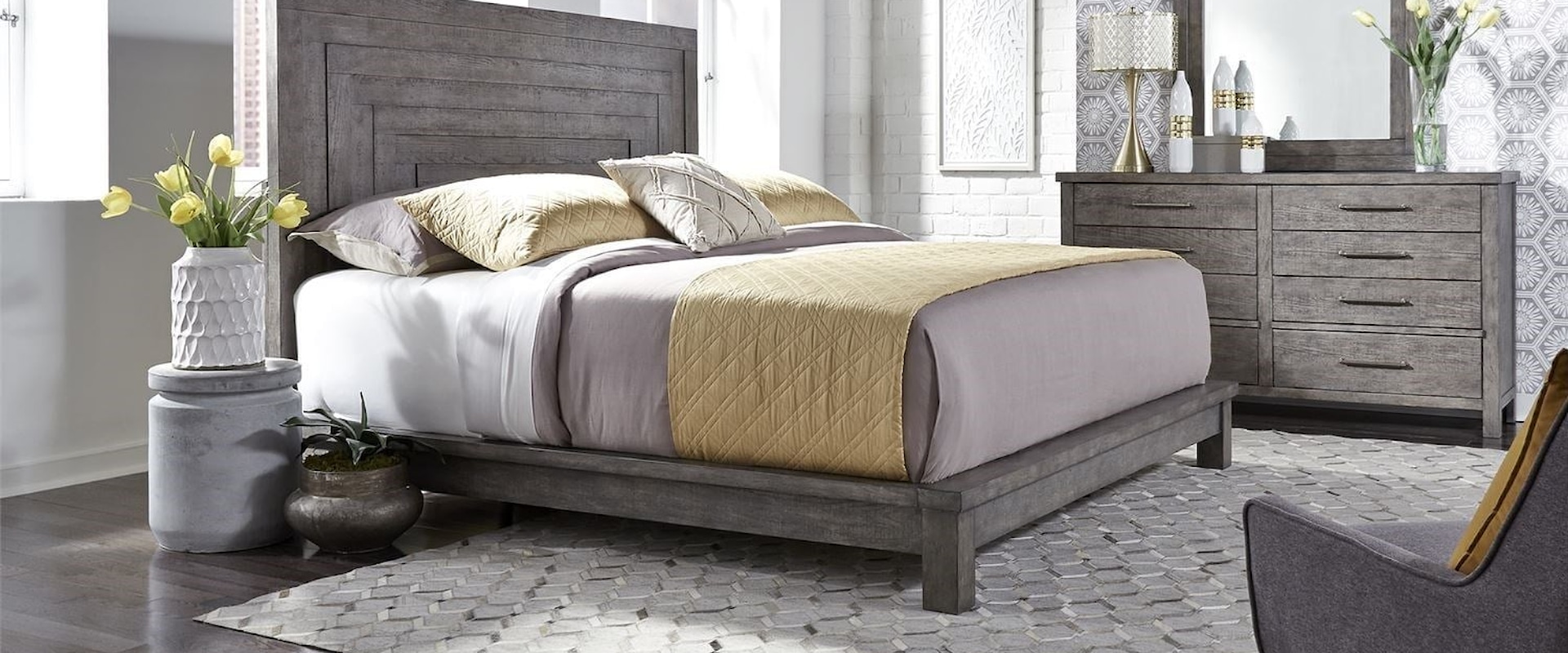 Contemporary 3-Piece King Platform Bedroom Group