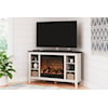 Benchcraft Dorrinson Corner TV Stand with Fireplace