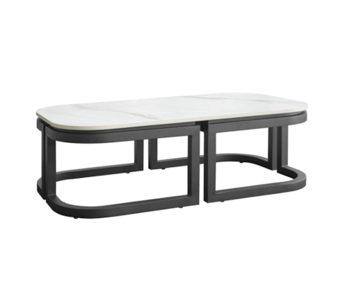 Contemporary Outdoor Coffee Table with Stone Top