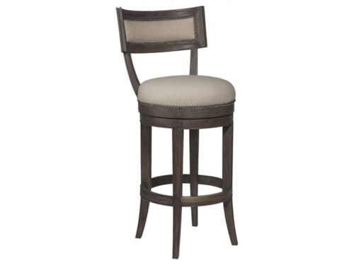 Apertif Upholstered Swivel Barstool with Nailheads