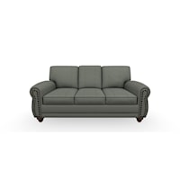 Stationary Leather Sofa With Nailhead Trim