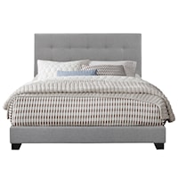 Transitional Button Tufted Full Upholstered Bed in Glacier Gray