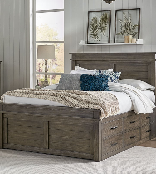 Transitional King Captain Bed with 9 Drawers