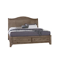 Traditional Farmhouse King Sleigh Storage Bed