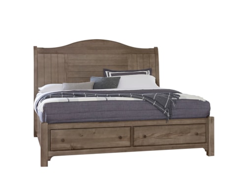 Farmhouse King Arched Bed with Footboard Storage