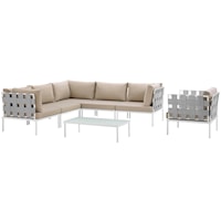 7 Piece Outdoor Patio Aluminum Sectional Sofa Set