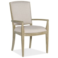 Coastal Carved Back Arm Chair with Nailhead Trim