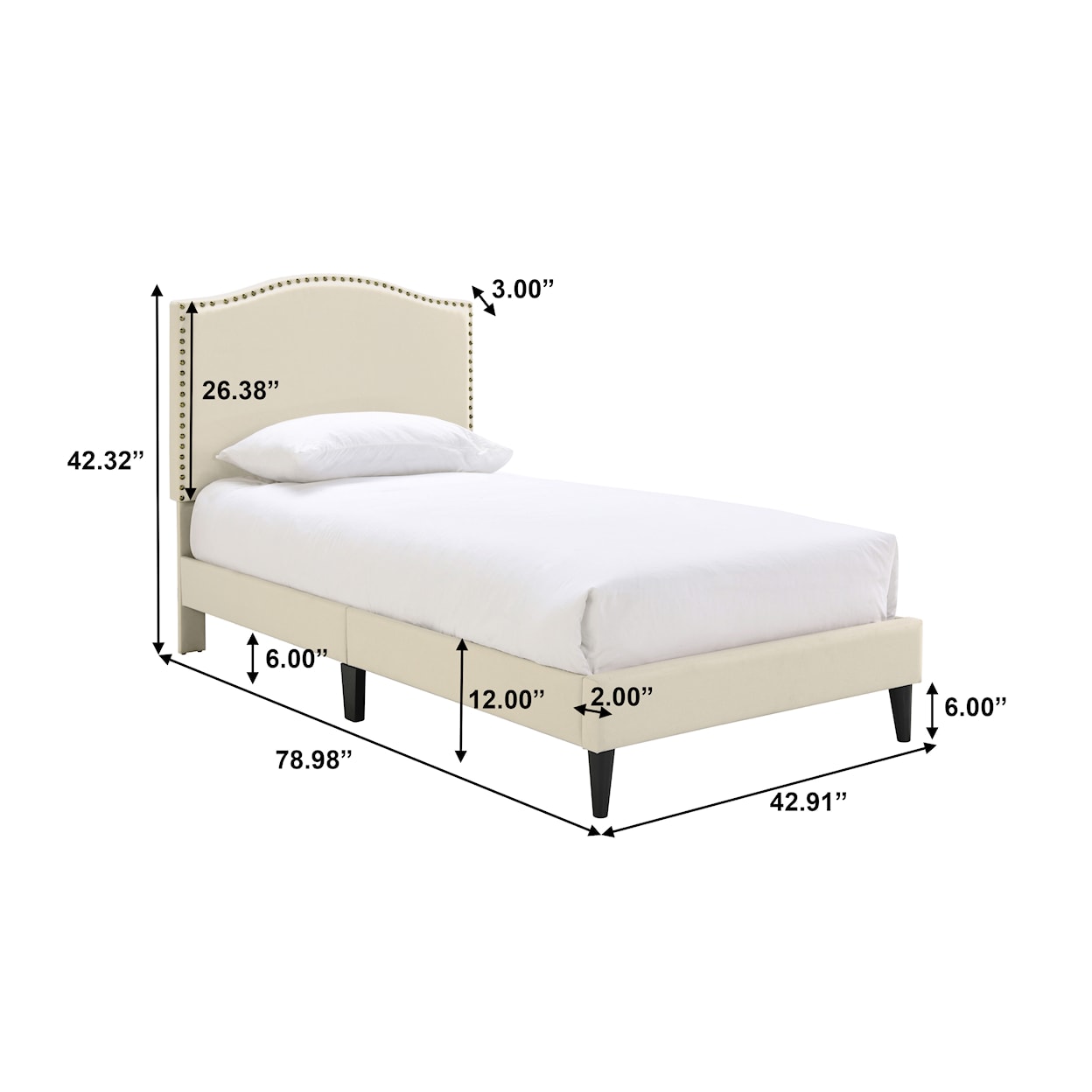 Accentrics Home Fashion Beds Twin Upholstered Bed