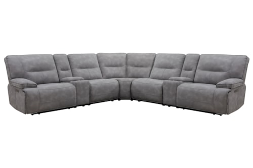 Casual Sky 7-Piece Modular Power Reclining Sectional with Power Headrests and USB Pop-Up