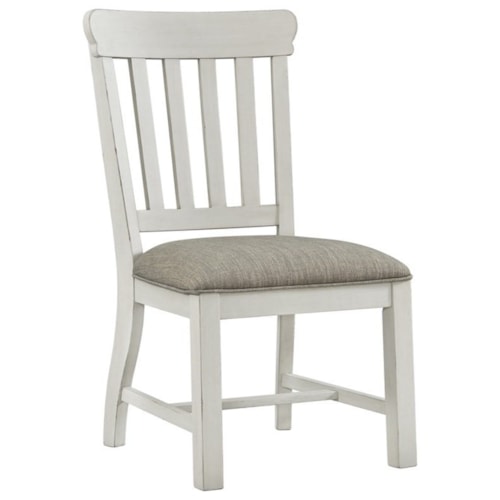 Cottage Side Chair with Upholstered Seat and Slat Back