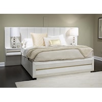 Glam Upholstered California King Wall Panel Bed with Low-Profile Footboard