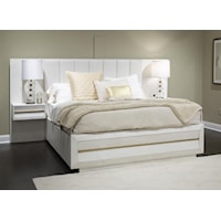 Glam Upholstered Queen Wall Panel Bed with Low-Profile Footboard