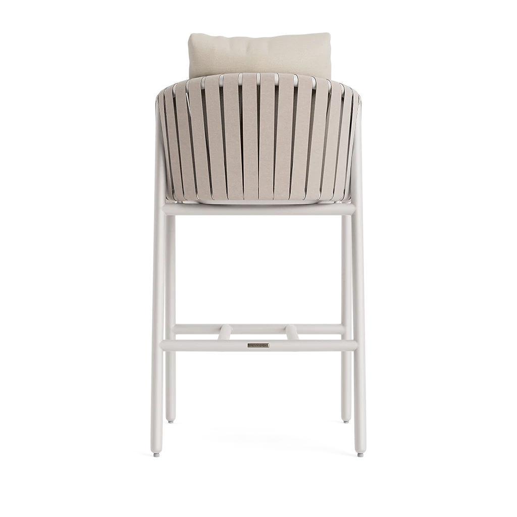 Brown Jordan Oscar Cushioned Barrel-Back Strap Barstool