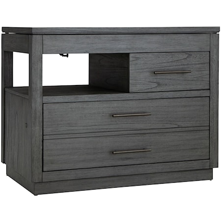 Contemporary Workstation Lift-Top Desk with Locking File Drawer