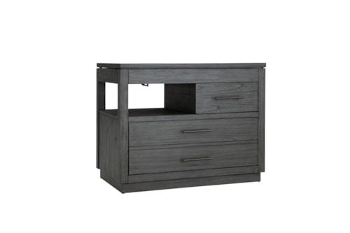 Contemporary Workstation Lift-Top Desk with Locking File Drawer