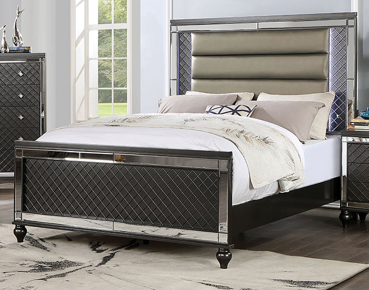 Furniture of America CALANDRIA CM7320GYEKBED Glam Calandria King Bed