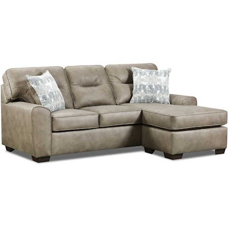 Contemporary Sofa with Chaise and Tapered Wood Legs