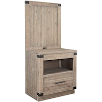 Rustic Farmhouse 2-Drawer Nightstand with USB Ports and Back Panel