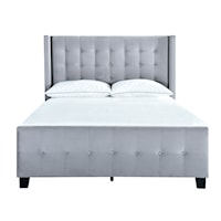 Contemporary King Modern Wing Bed in Dove