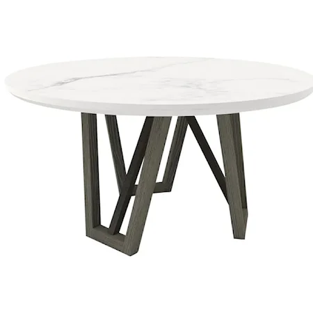 Contemporary Round 54-Inch Dining Table with Wood Base