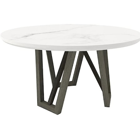  Round 54-Inch Dining Table with Wood Base
