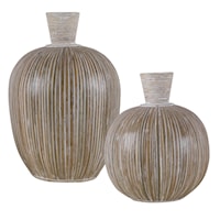 Islander White Washed Vases, S/2