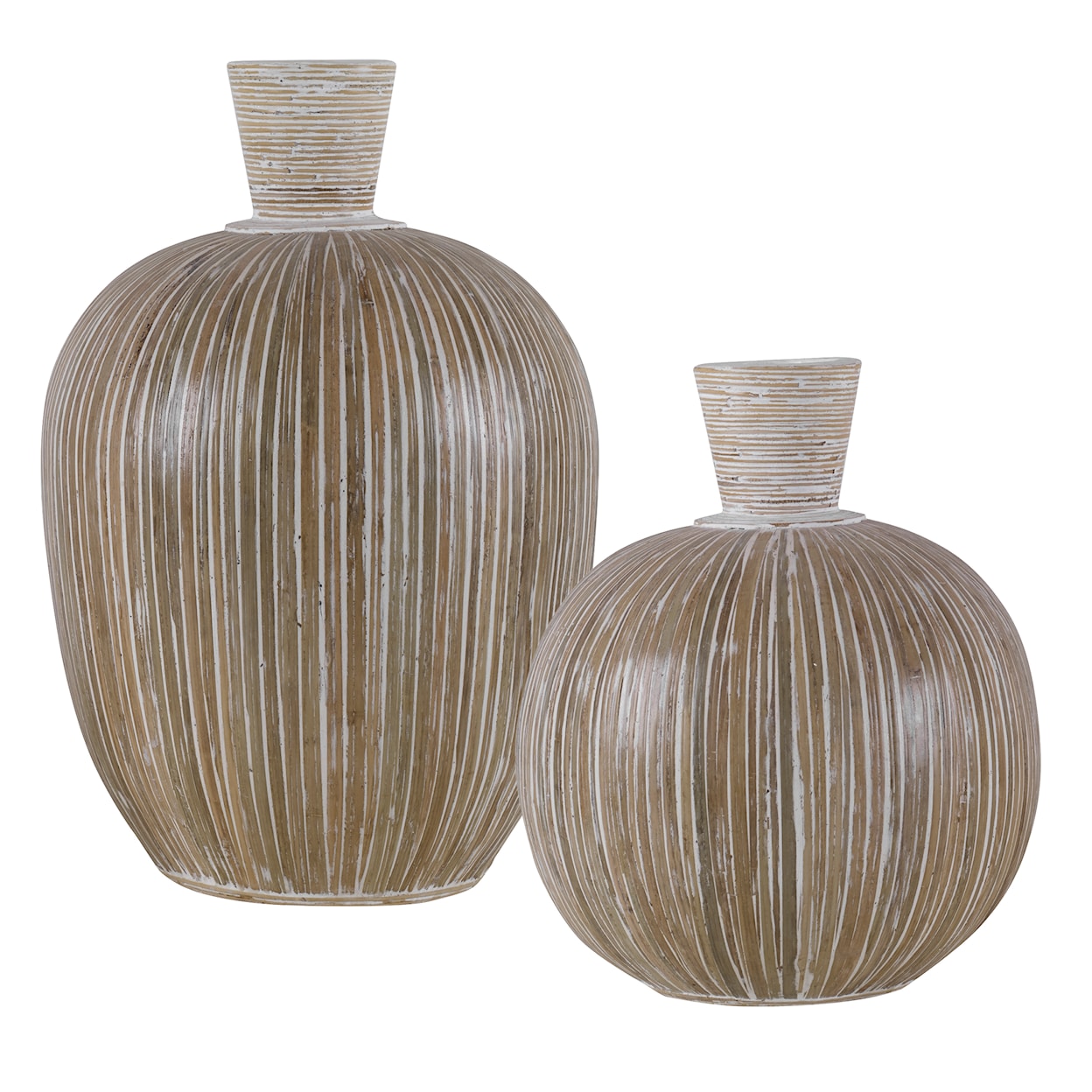 Uttermost Islander Islander White Washed Vases S/2