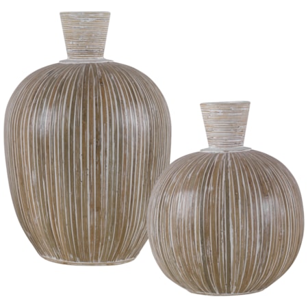 Islander White Washed Vases S/2