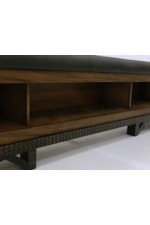 International Furniture Direct Walnut Transitional Queen Bed with Footboard Storage Bench